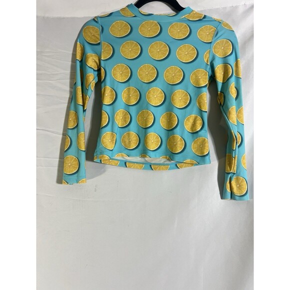 J Crew Crewcuts Girls 10 Lemons Ruffle Two-Piece Swimsuit Long Sleeve Yellow - Picture 11 of 11